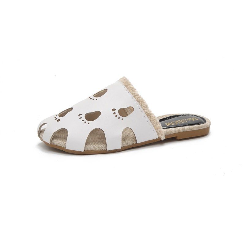 

Fashionable Baotou Hollow Slippers, White