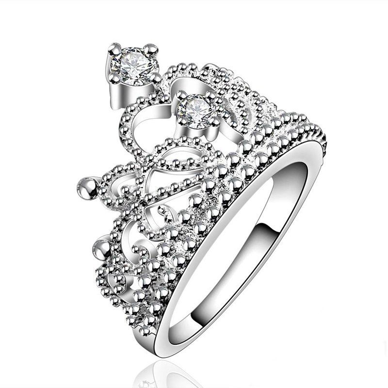 

Fashion Dazzle Color Heart Zircon Hollow Ring j2018, Silver