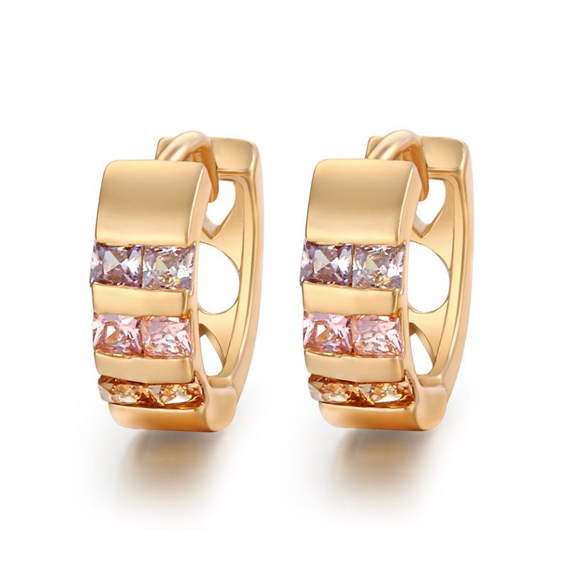 

Simple Hollowed Zircon Earrings ER0592, Multi-a