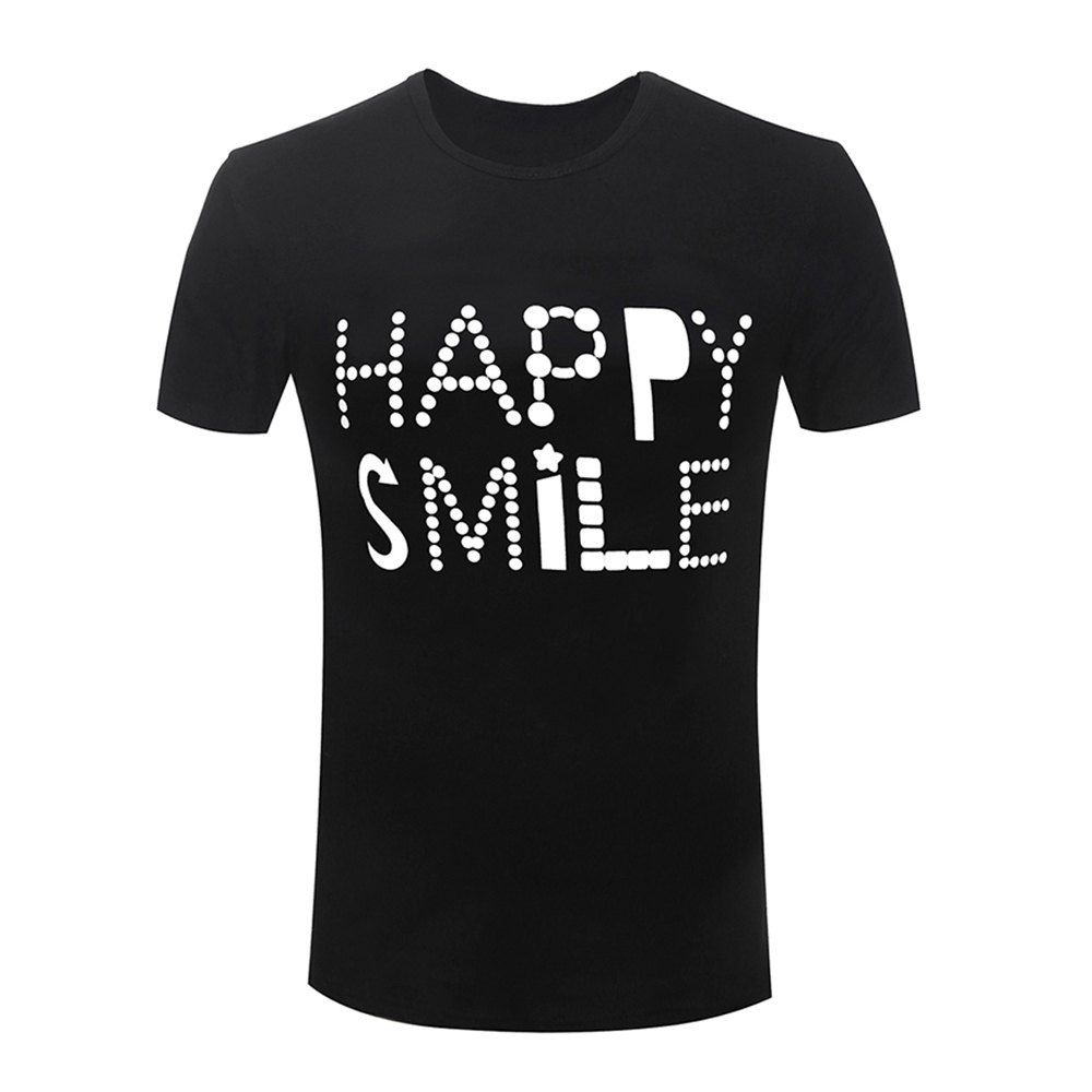 

Summer Thin Fashion Letters for Men's Short Sleeve T-Shirts, Black