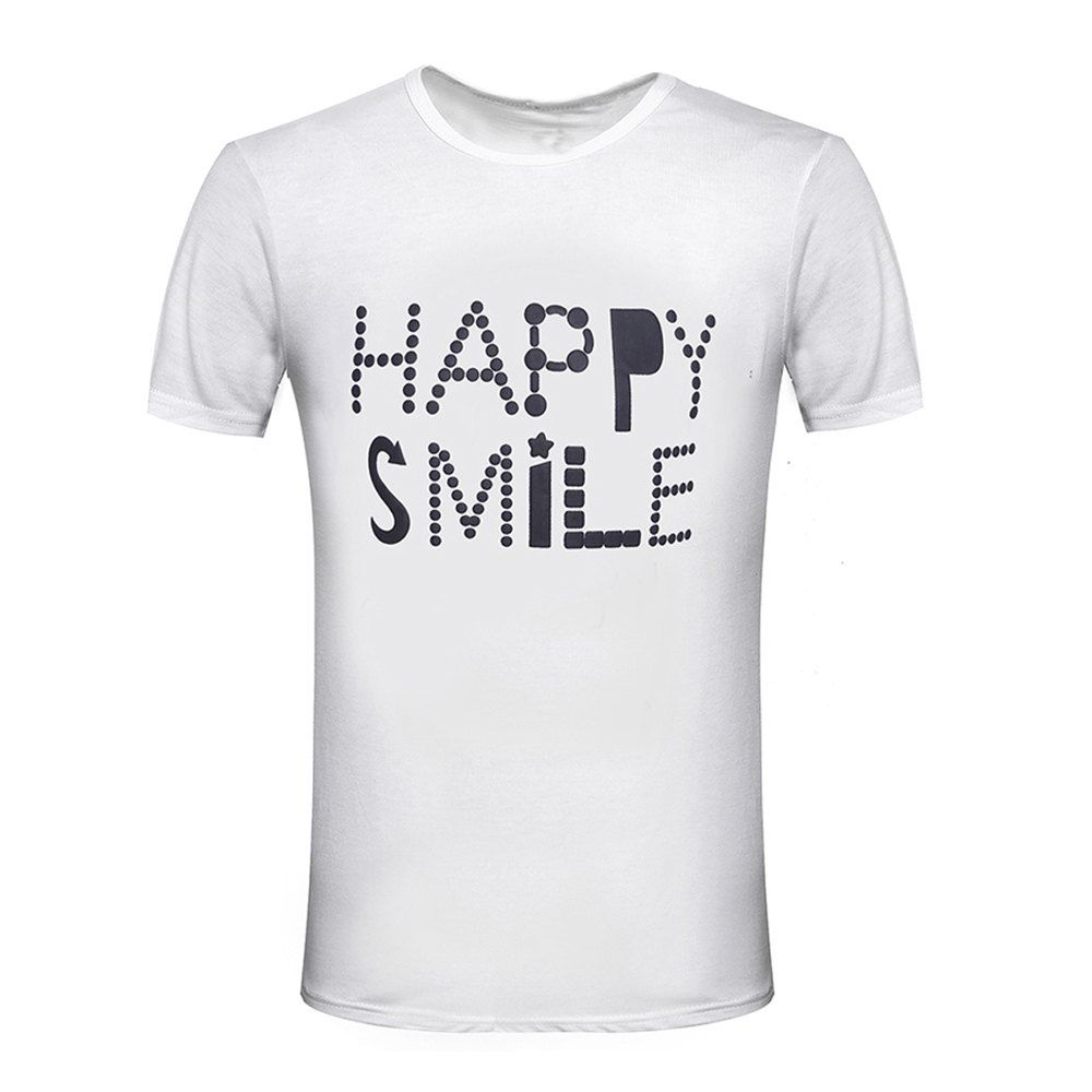 

Summer Thin Fashion Letters for Men's Short Sleeve T-Shirts, White