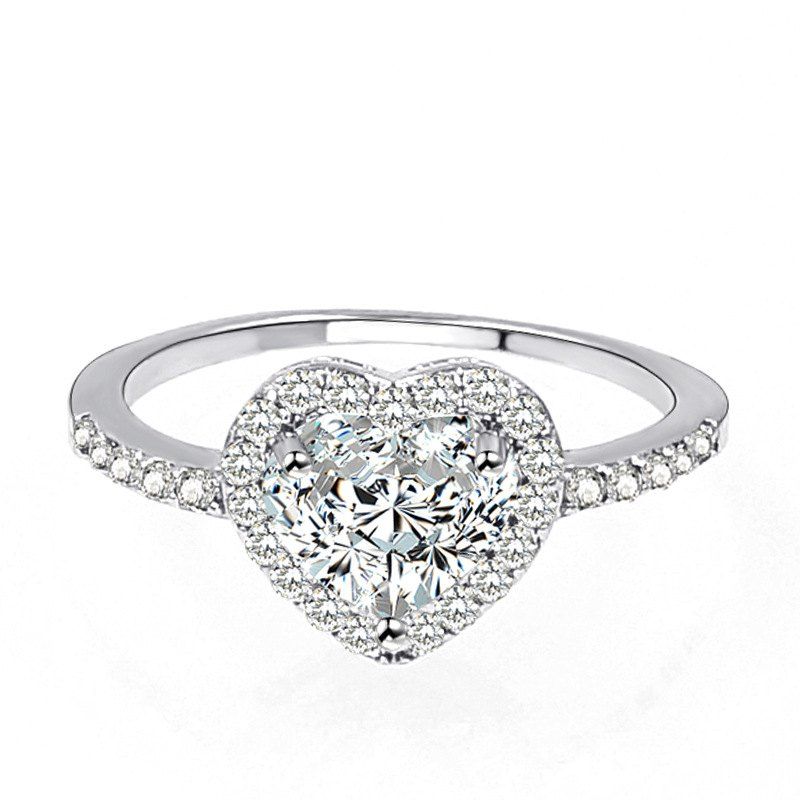 

Lady'S Fashion Heart Shape Good Quality Rhinestone Ring, White