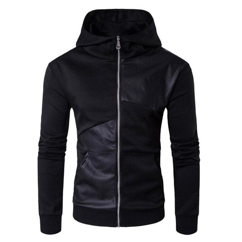 

New Pattern Spring Autumn Hooded Black Coat