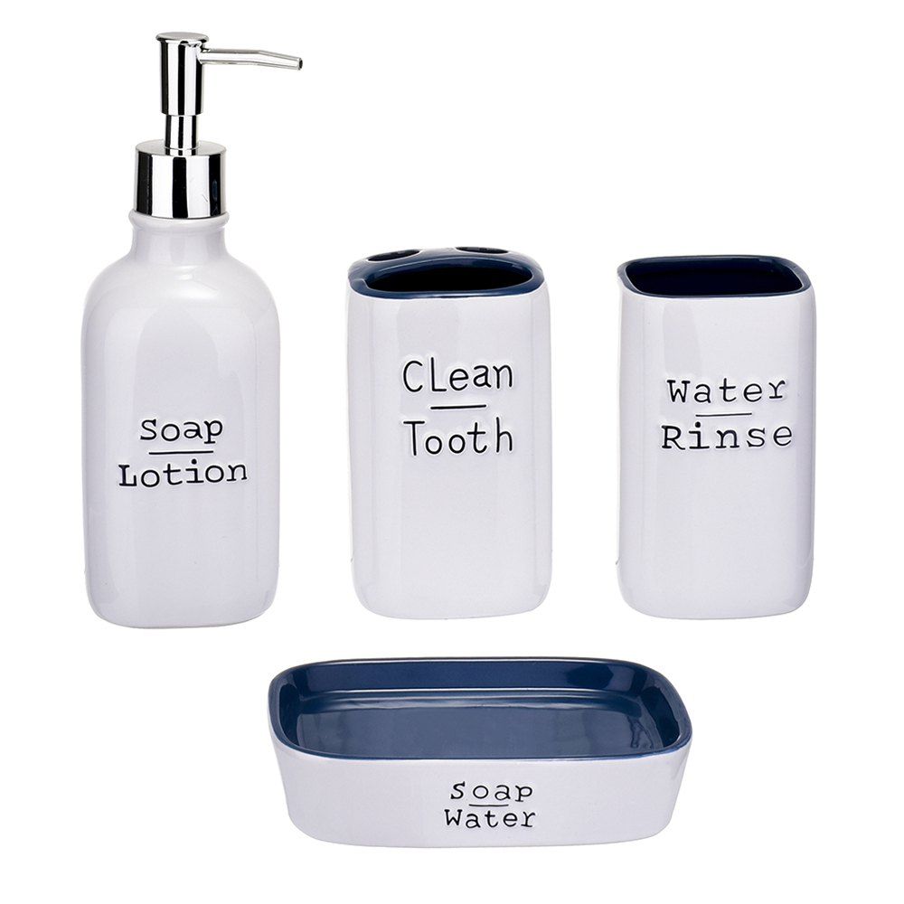 

4pcs Ceramic Bath and Shower Accessories Ensemble Set, Navy blue