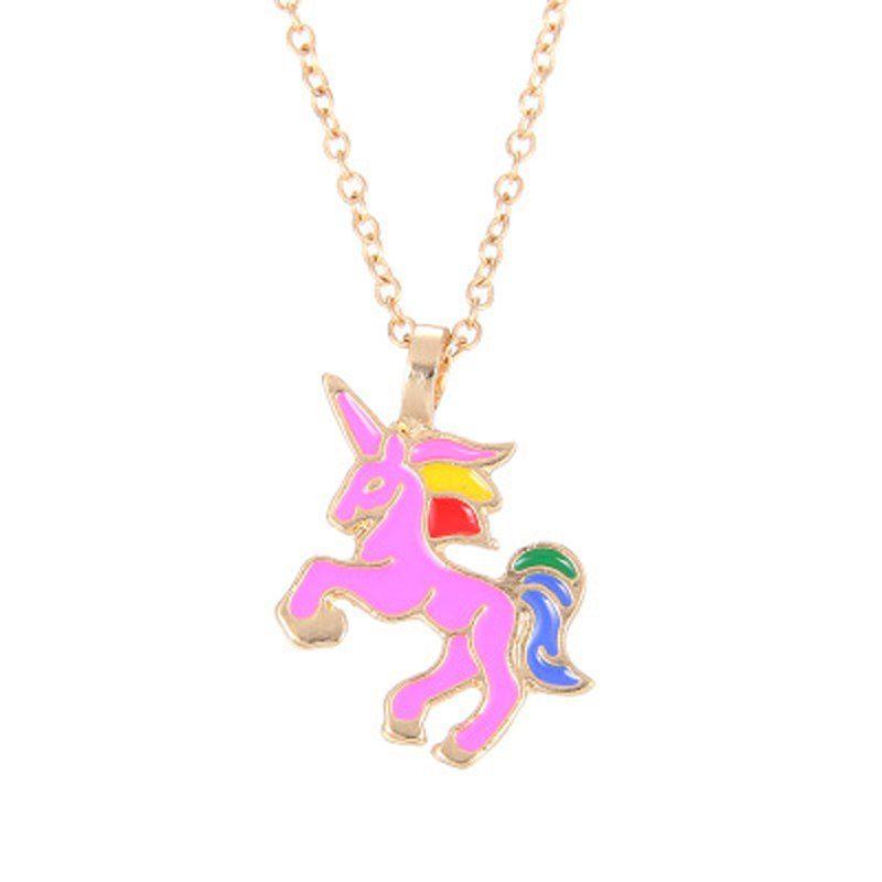 

Fashion Cute Rainbow Coloured Unicorn Alloy Pendants for Woman, Hot pink