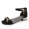 Métal décoratif métal plaqué sandales à talons bas - Noir 40