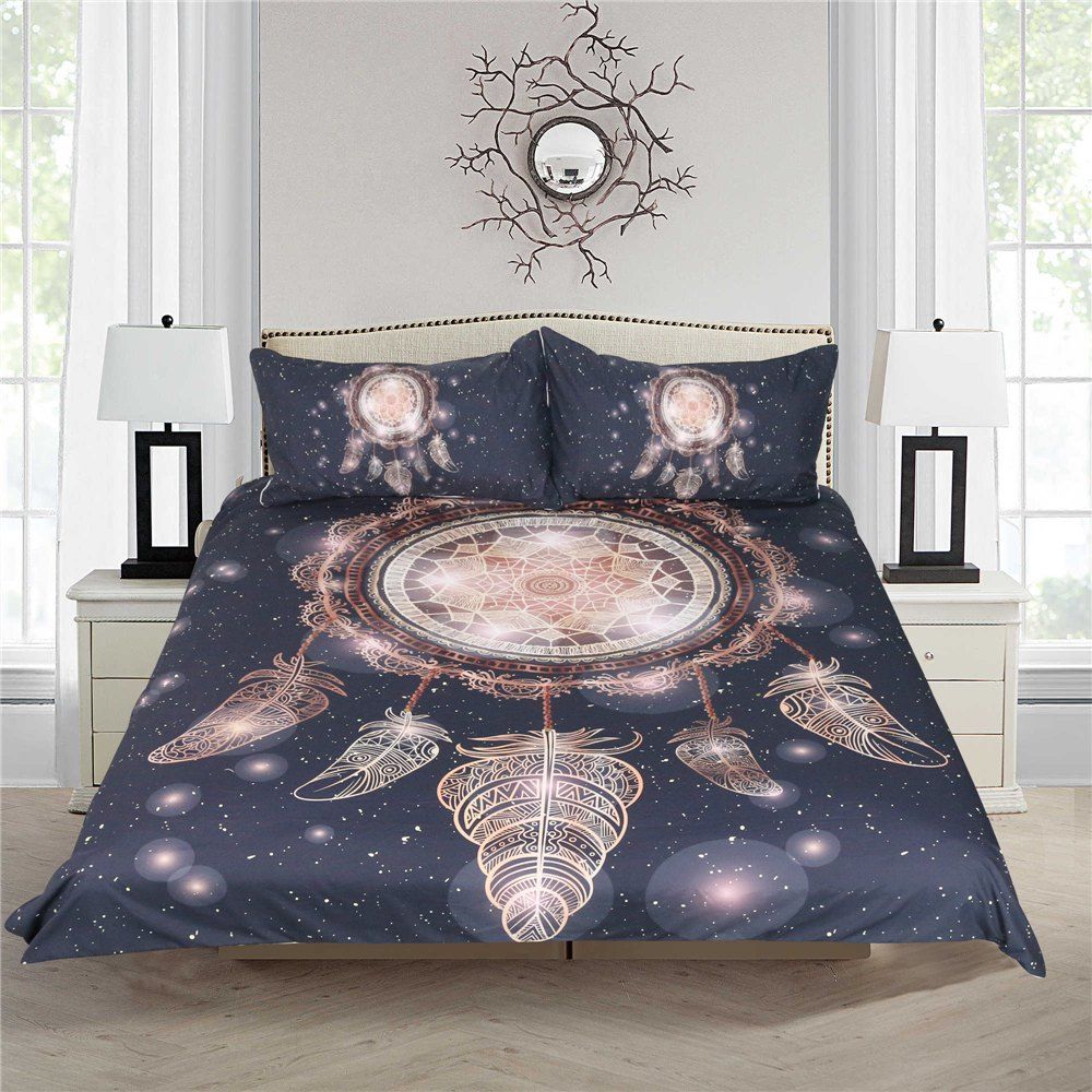 

Golden Dreamcatcher Bedding Duvet Cover Set Digital Print 3pcs, Multi