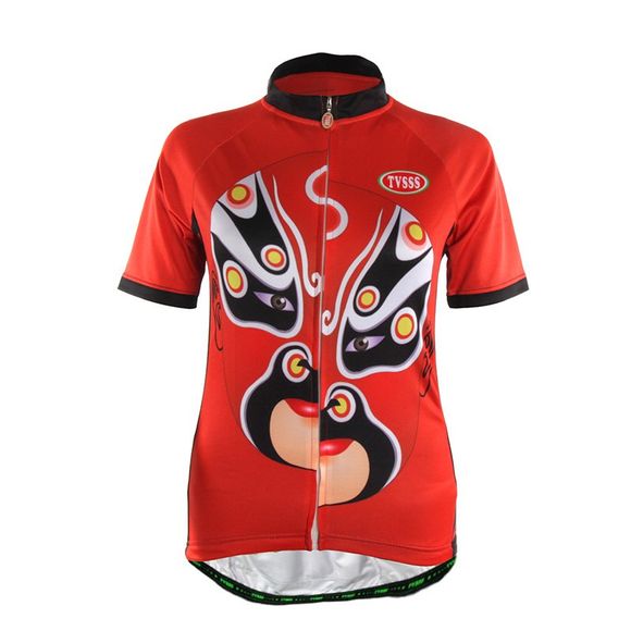 TVSSS T-Shirt de Cyclisme en Jersey Court à Motif Sichuan Opéra Rouge d'Eté pour Femmes - Rouge 3XL