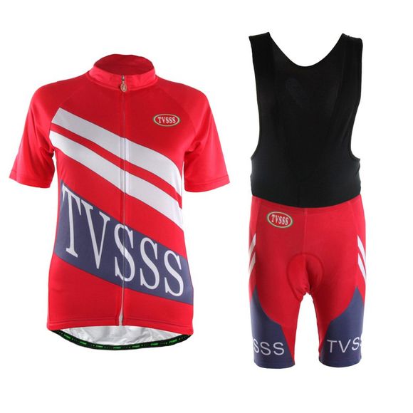 TVSSS Femmes été manches courtes blanc sergé motif rouge cyclisme - Rouge 3XL