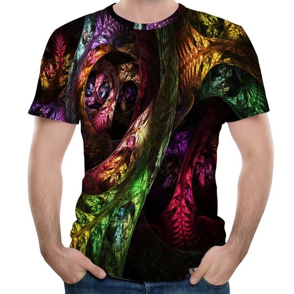 2018Summer New Casual Fashion 3D Imprimé Hommes T-shirt à Manches Courtes - multicolor XL