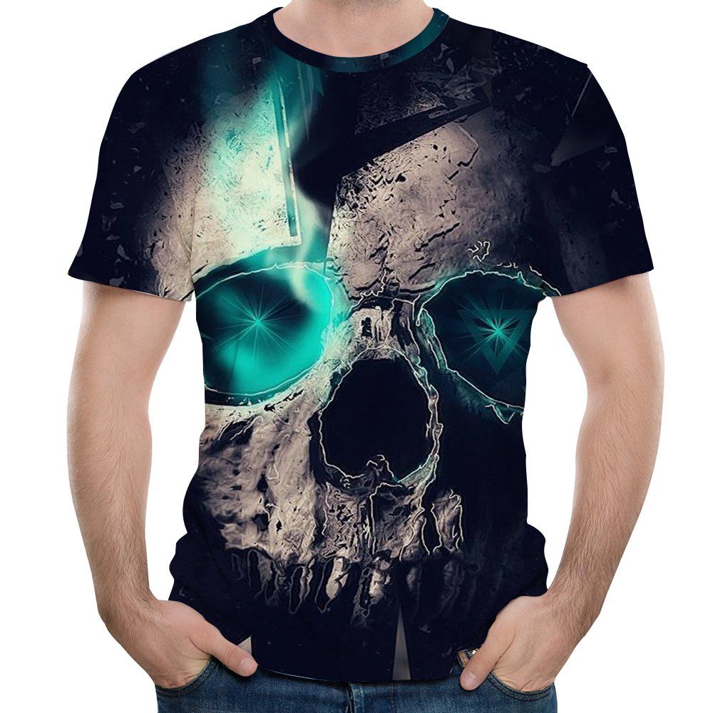 

New Summer Trend 3D Printed Men's Short Sleeve T-shirt, Black