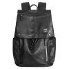 EDIOSN Pu sac d'ordinateur portable en cuir imperméable sac à dos de voyage occasionnel - Noir 