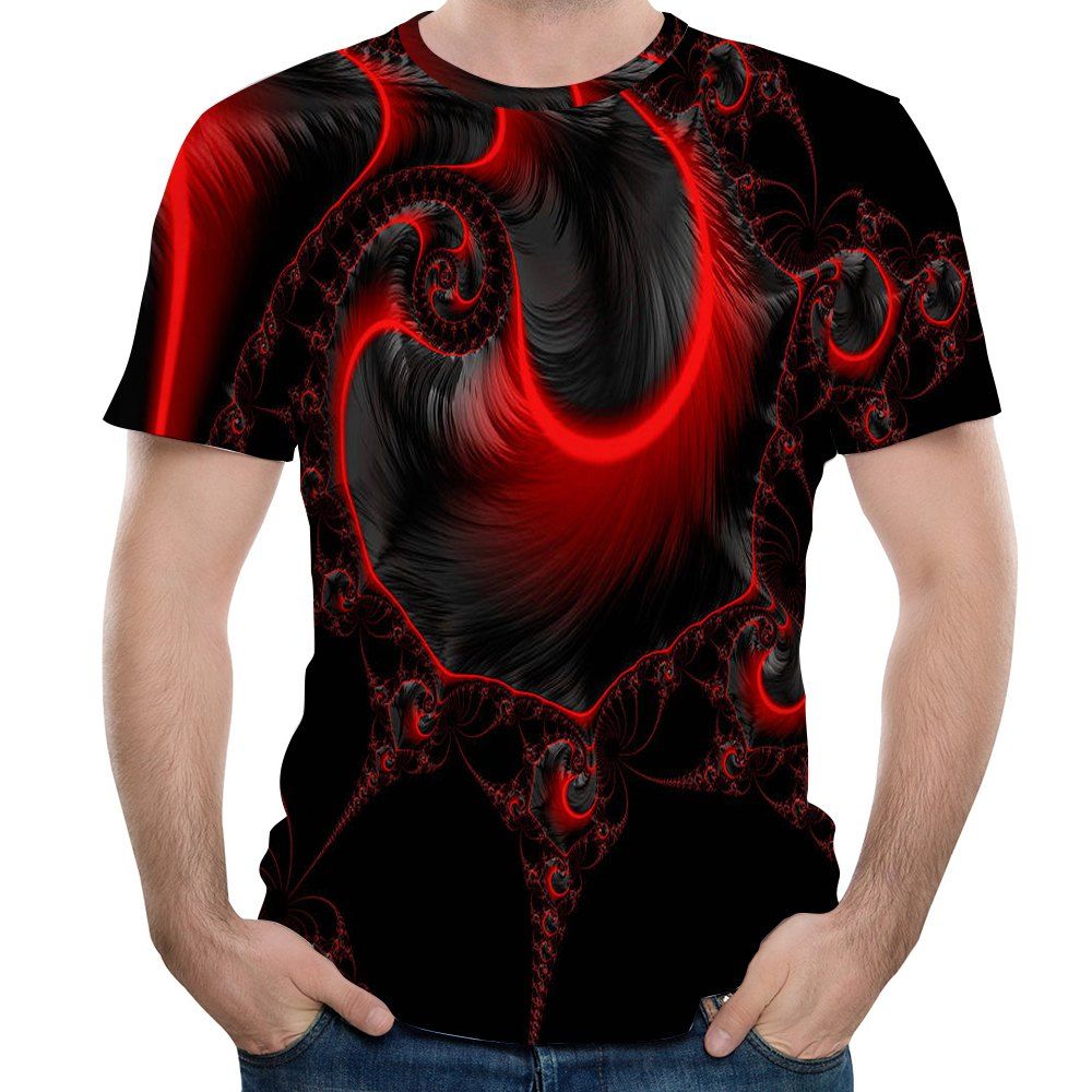 

New Fashion Casual 3D Printed Men's Short Sleeve T-shirt, Black