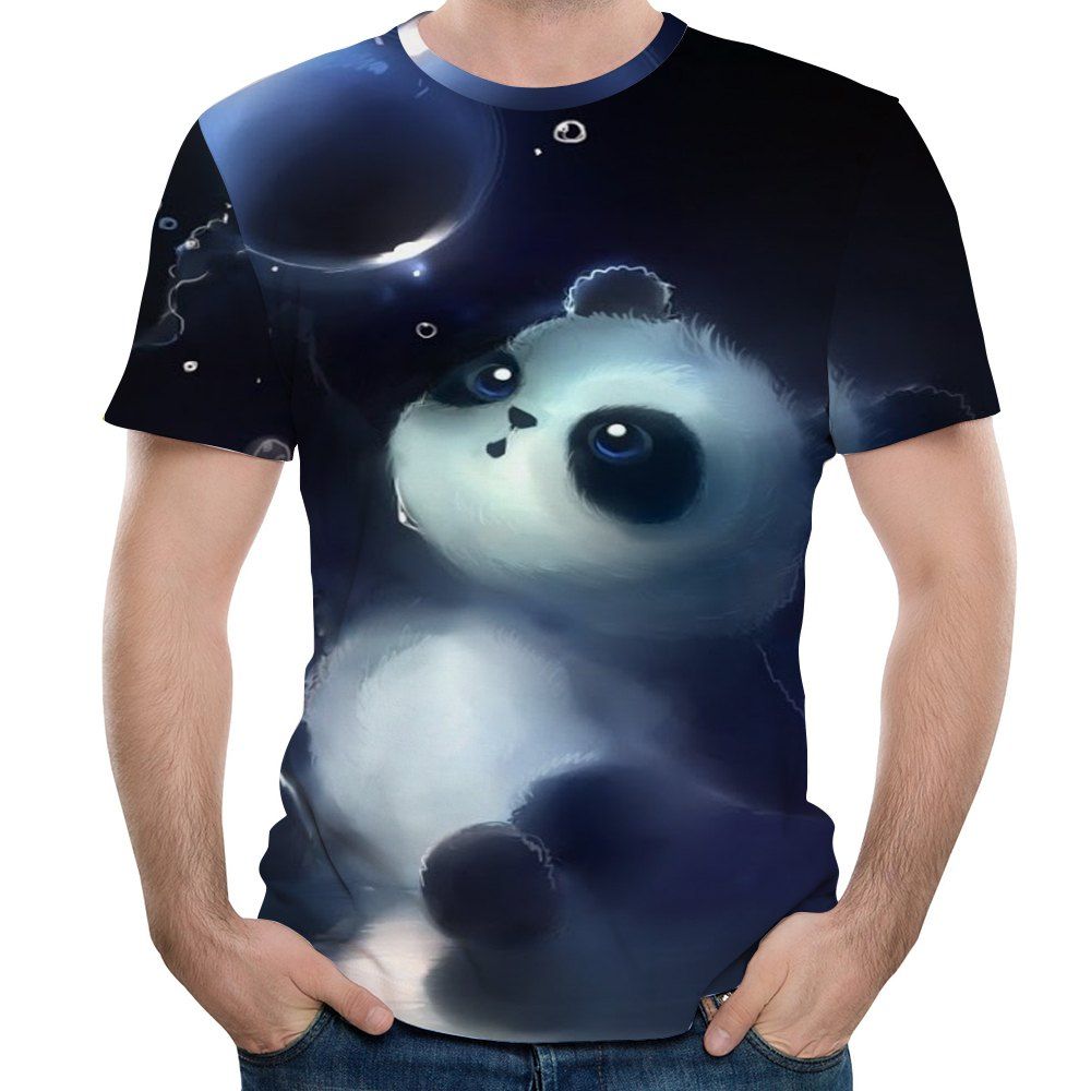 

Summer New Fashion 3D Panda Print T-Shirt, Natural black