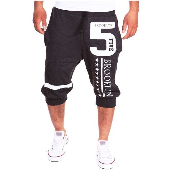 Mode Homme Nouveau Lettrage Design Casual Shorts - Gris Foncé XL