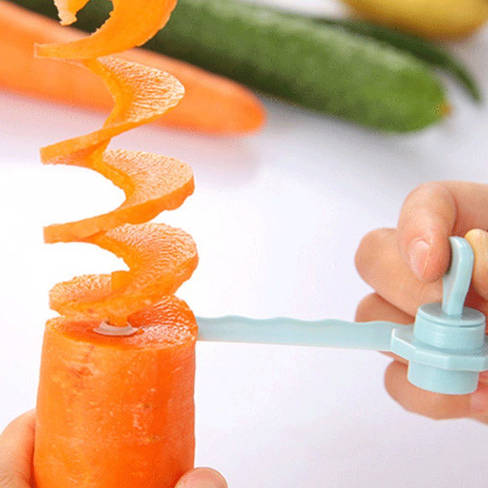 

Magical Roll Knife Creative Fruit Vegetable Volume Flower Machine, Light blue
