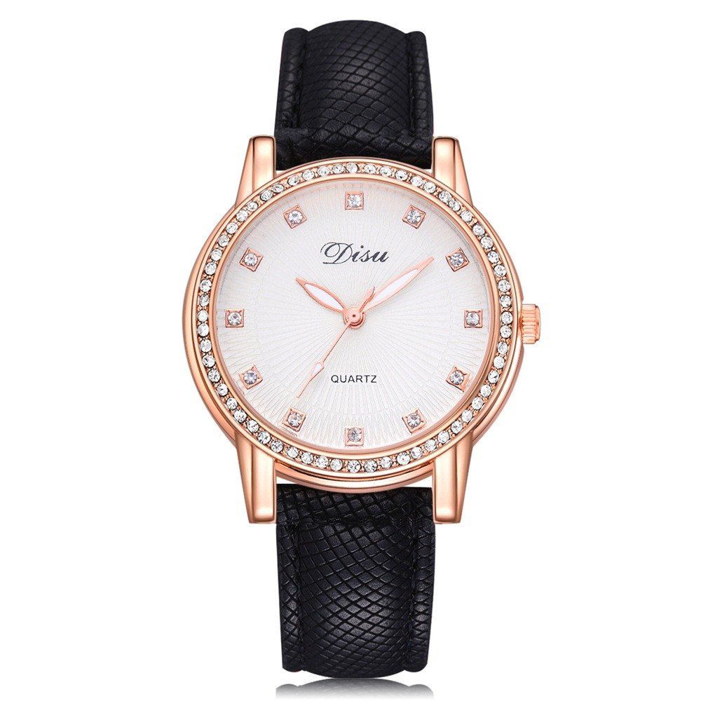 

Disu Women Artificial Diamond Fashion Quartz Watch, Black