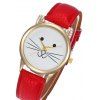Montre de diamant artificielle de chat de bande dessinée - Rouge 