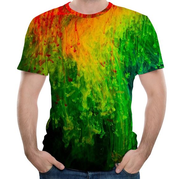 Nouveau T-shirt à manches courtes imprimé 3D Fashion Moss 3D hommes - Vert Jaune 2XL