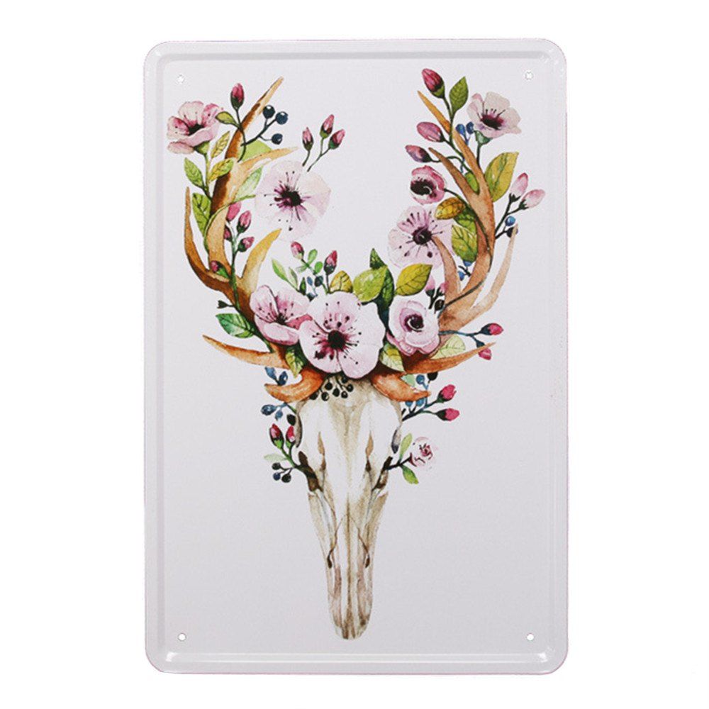 

Nordic Style Deer Pattern Metal Painting for Wall Decor, Multi-b