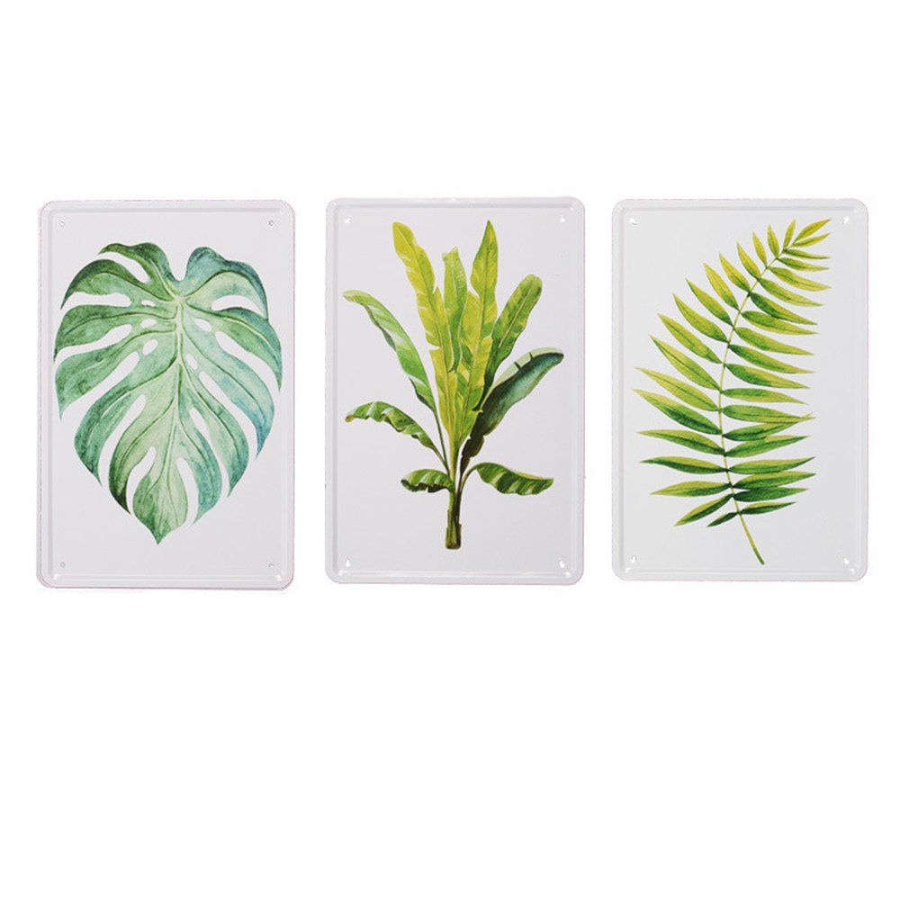

3pcs Nordic Style Leaf Pattern Metal Painting for Wall Decor, Multi