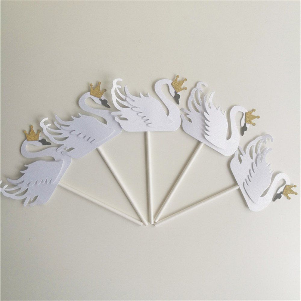 

5pcs Swan Cake Topper Dessert Decorators, White