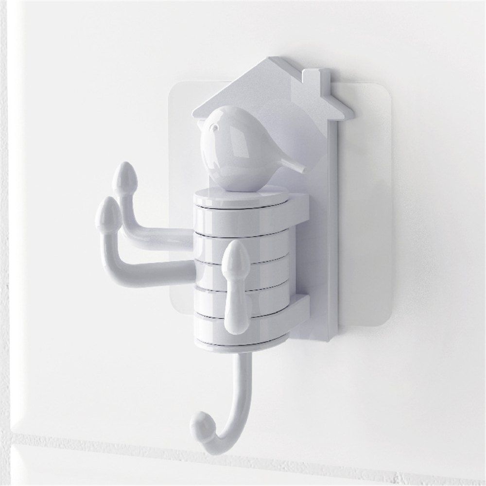 

Creative Bird Design Kitchen Bathroom Storage Adhesive Hook, Light gray