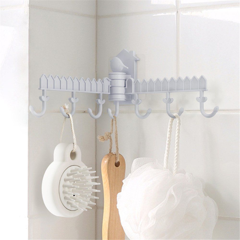 

Bird Design Kitchen Bathroom Storage Adhesive Hooks, Light gray
