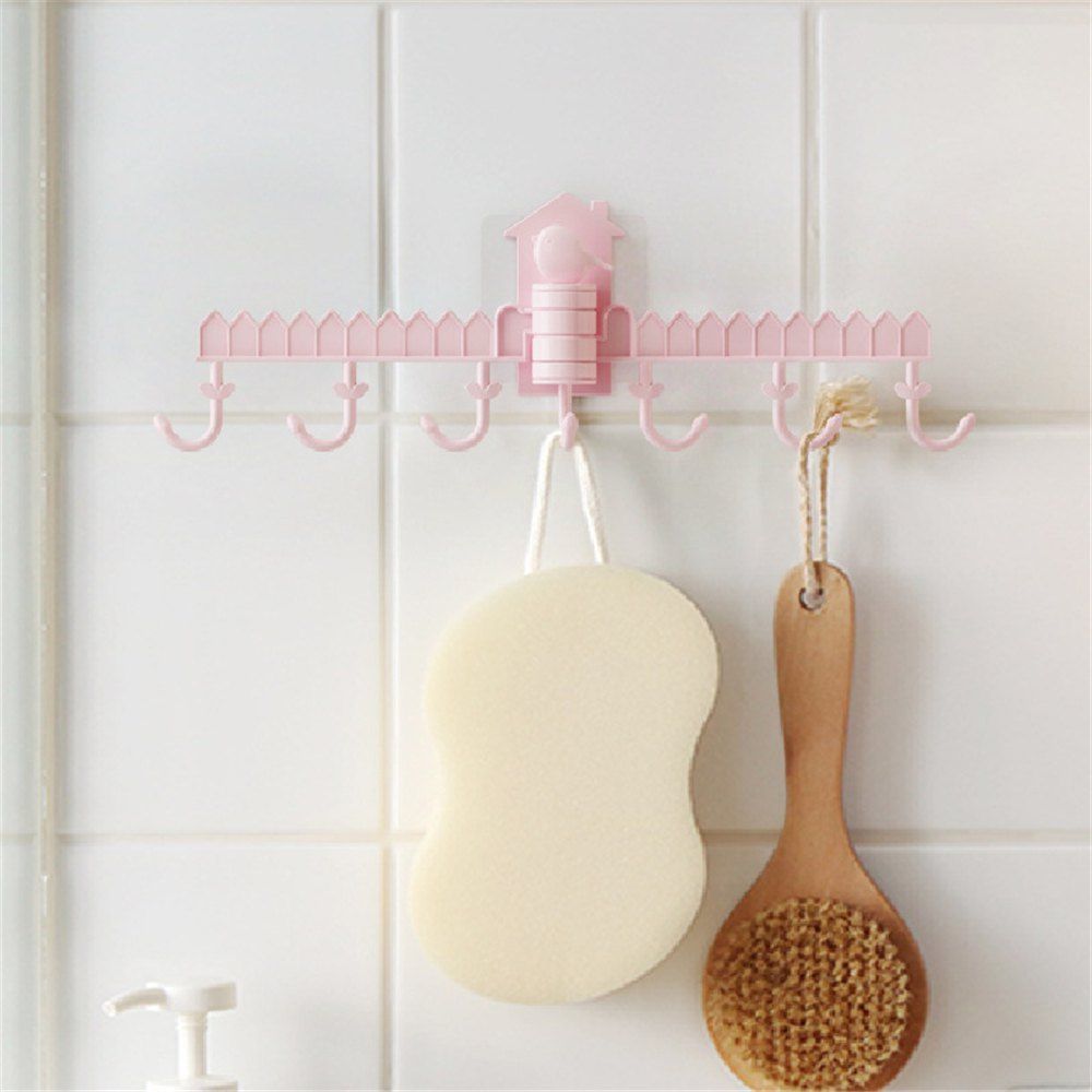 

Bird Design Kitchen Bathroom Storage Adhesive Hooks, Pink
