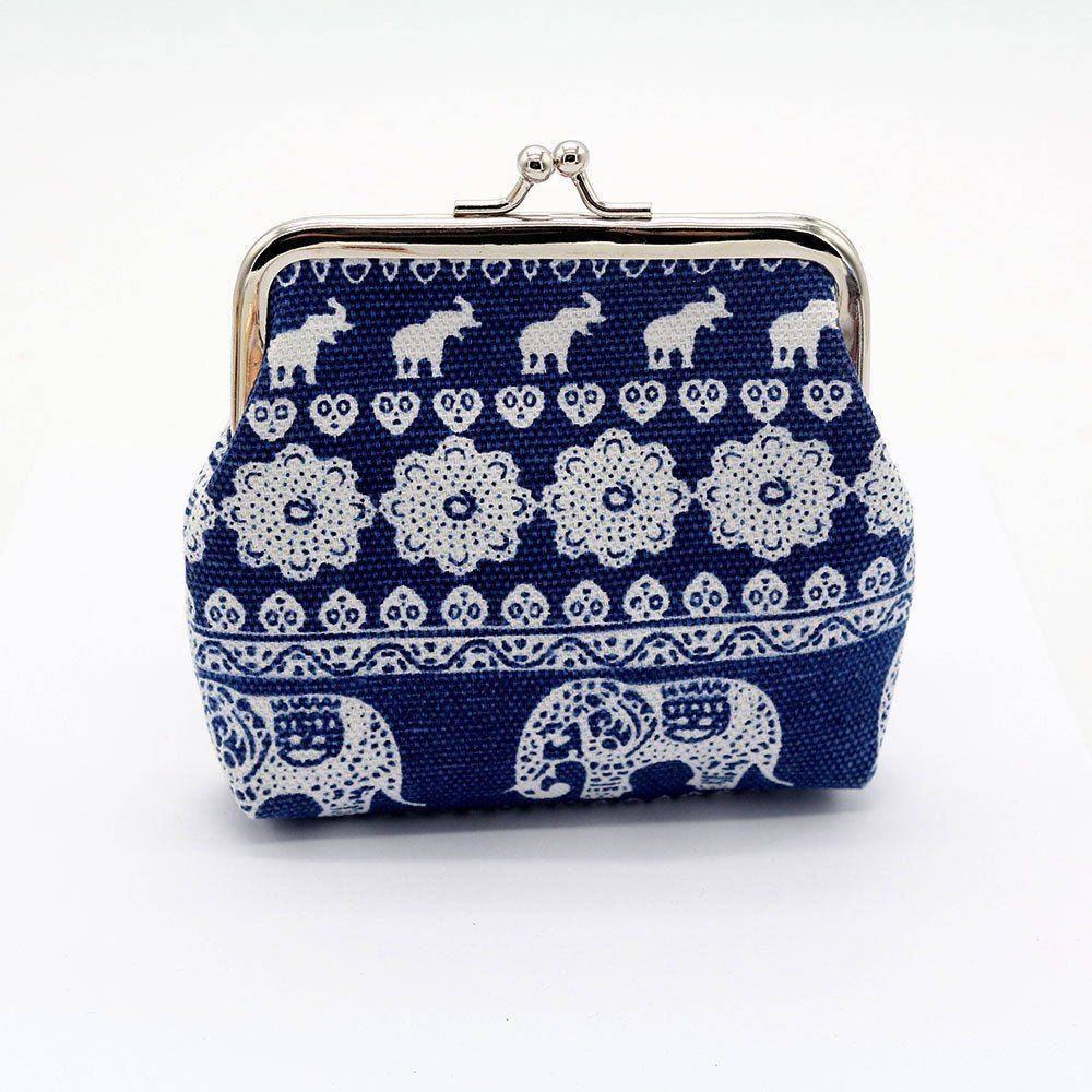 

Ethnic Style Coin Purse Card Sundries Storage Bag, Steel blue
