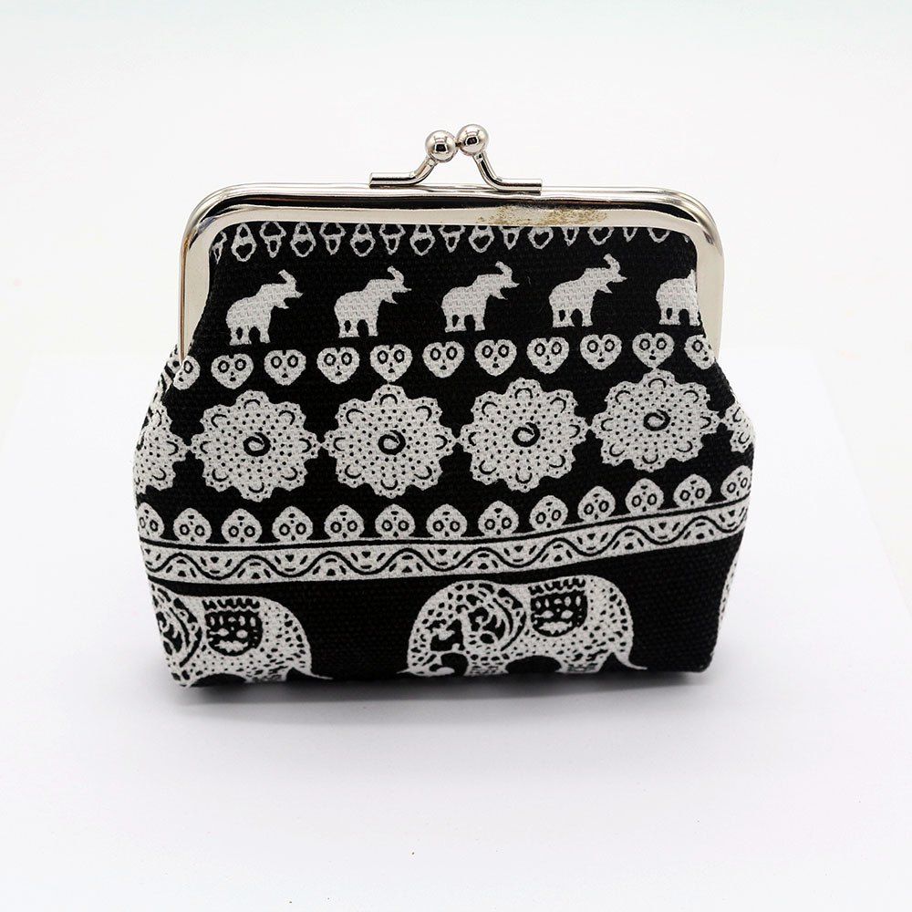 

Ethnic Style Coin Purse Card Sundries Storage Bag, Black