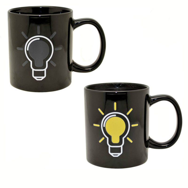 

BALDR Gadget Light Bulb Mug Heat Sensitive Colour Changing Gift, Black