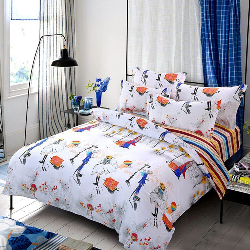 

New Spring Bedding Sets Sweetheart Style Creativity Space Duvet Cover Set Quilt, Warm white