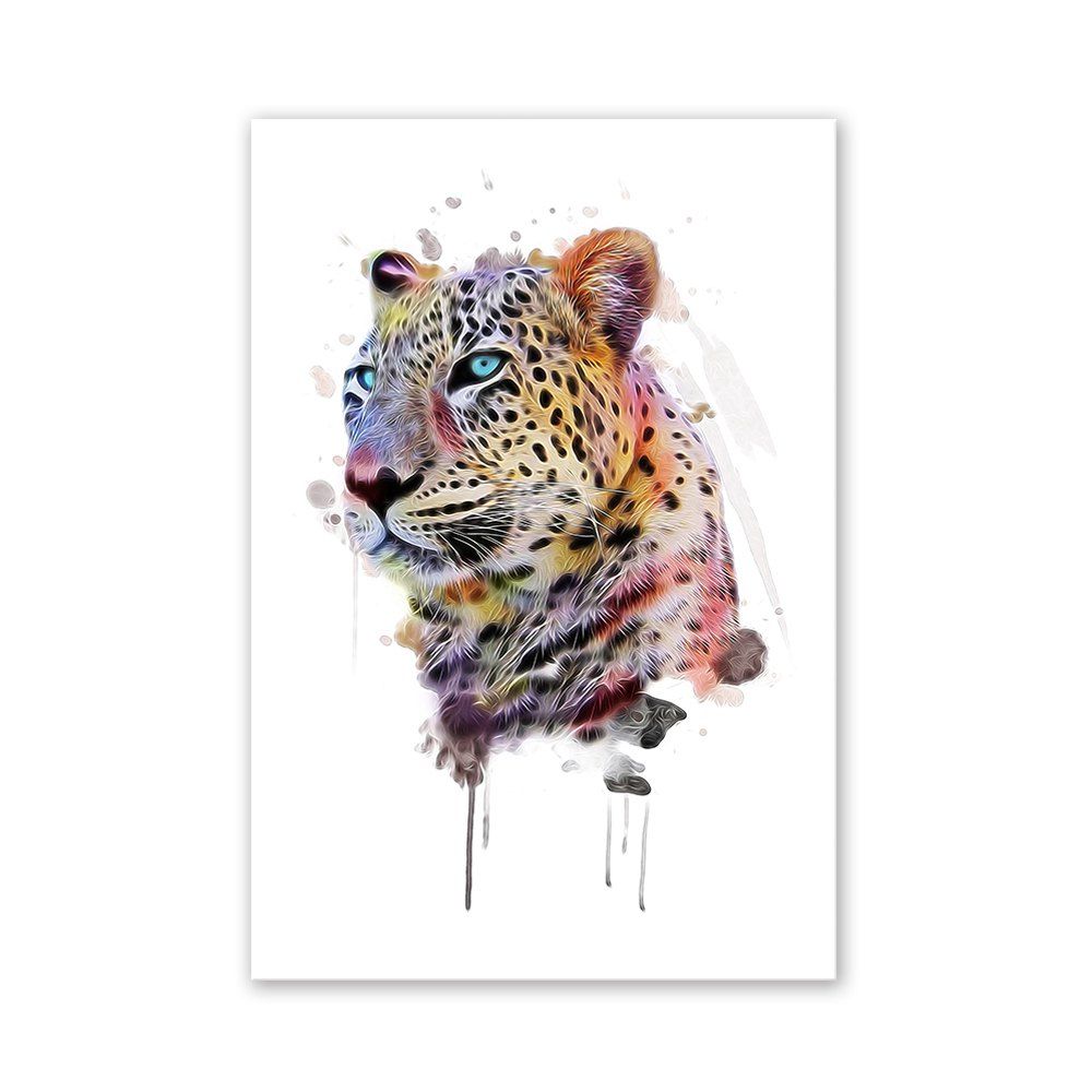 

W021 Leopard Head Unframed Wall Art Canvas Prints for Home Decor, Multi-a