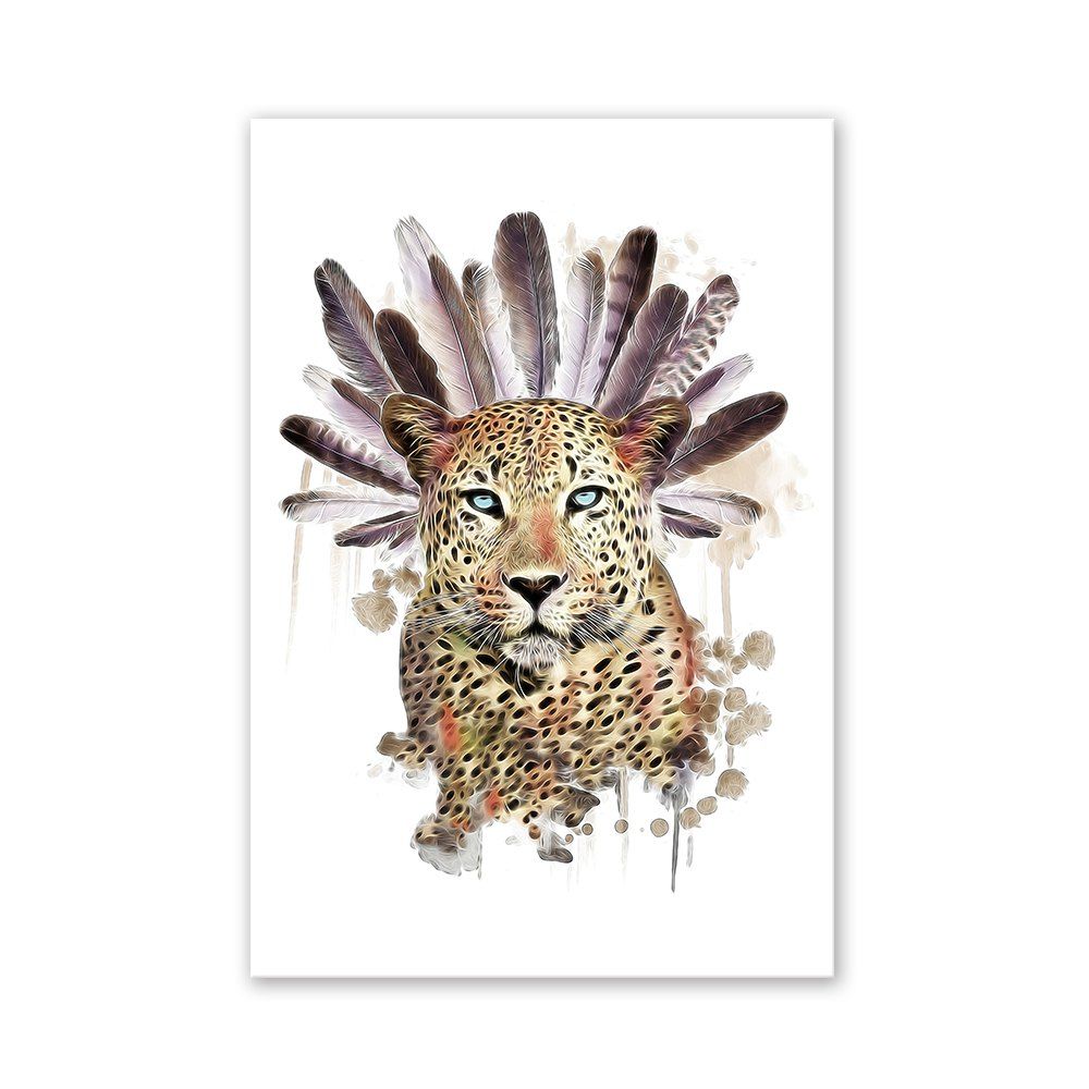 

W022 Leopard Head Unframed Wall Art Canvas Prints for Home Decoration, Multi-a
