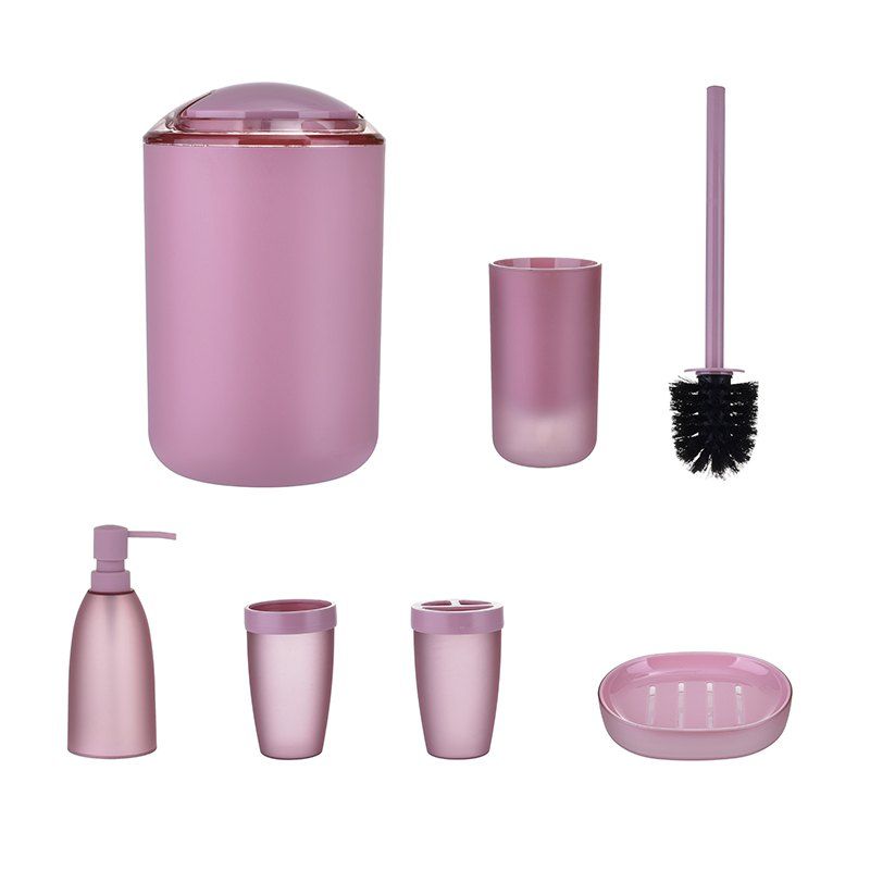 

Bathroom Accessories Set Bin Toothbrush Tumbler Holder Soap Dish Dispenser 6PCS, Carnation pink