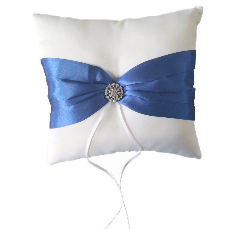 

FEIS Splendor Ring Pillow with Royal Blue Sash And Rhinestones Wedding Ceremony