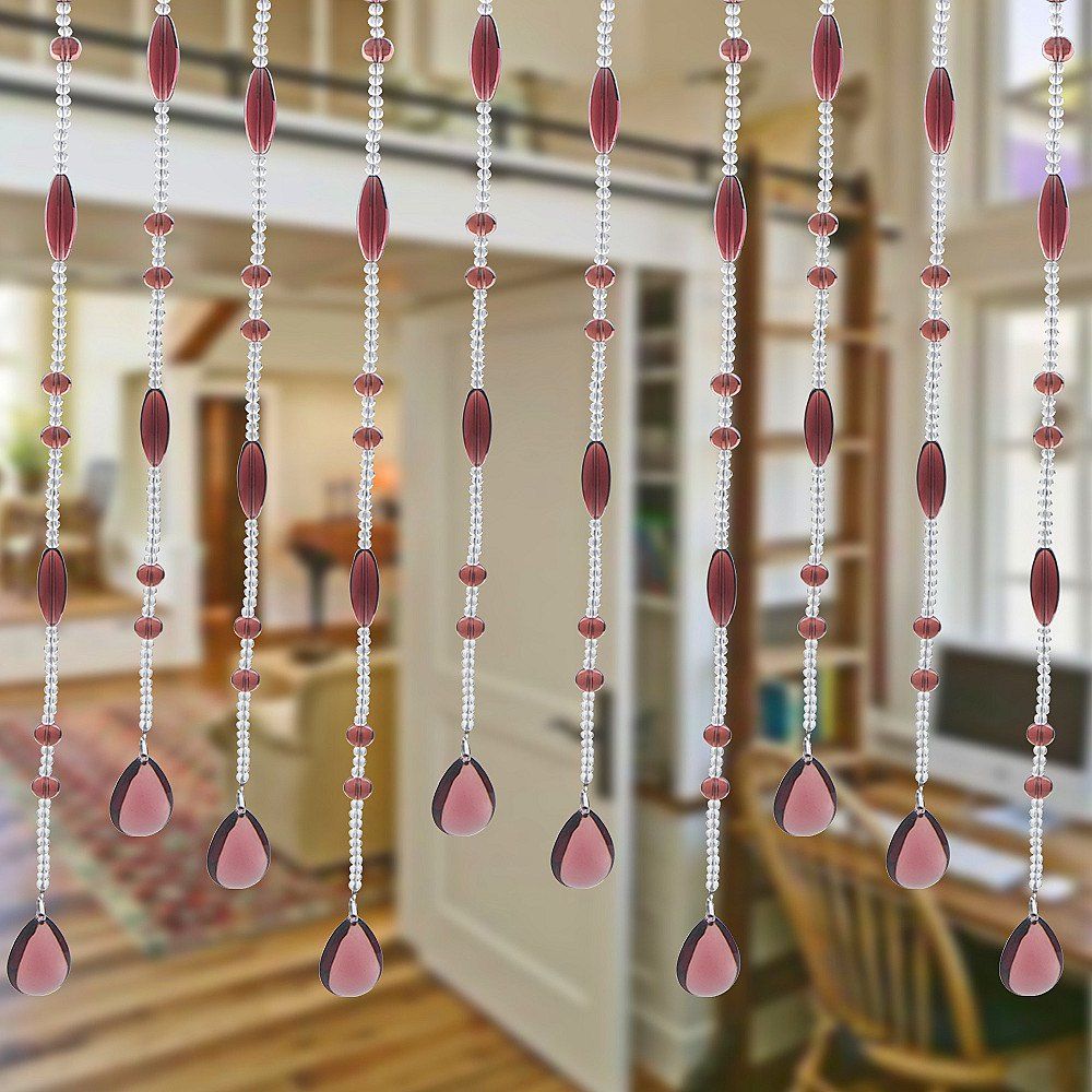 

Living Room Bedroom Crystal Bead Curtain, Pink rose