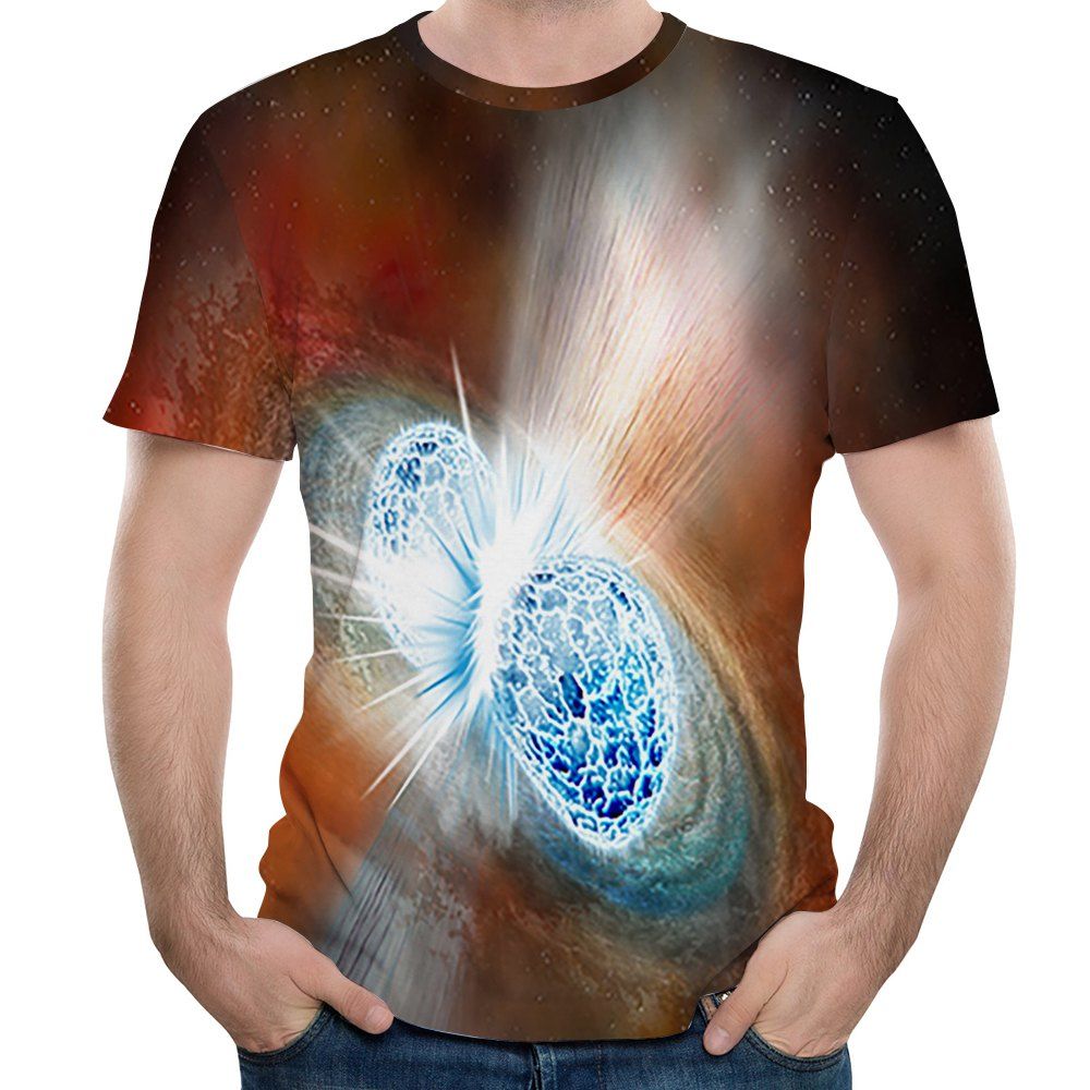 

2018 Summer Men'S 3D Print Fashion Creative Short sleeve T-Shirt, Multi-a