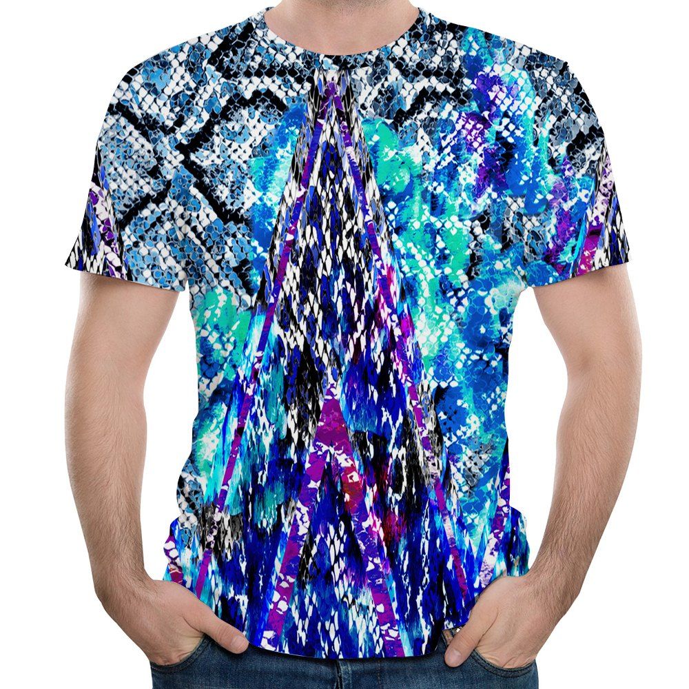 

2018 Summer Men's New Fashion 3D Print Personality Short Sleeve T-Shirt, Multi-x