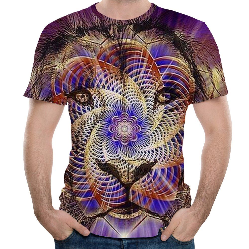 

2018 Summer Neck Creative Casual 3D Printed Short T-Shirt, Multi-q