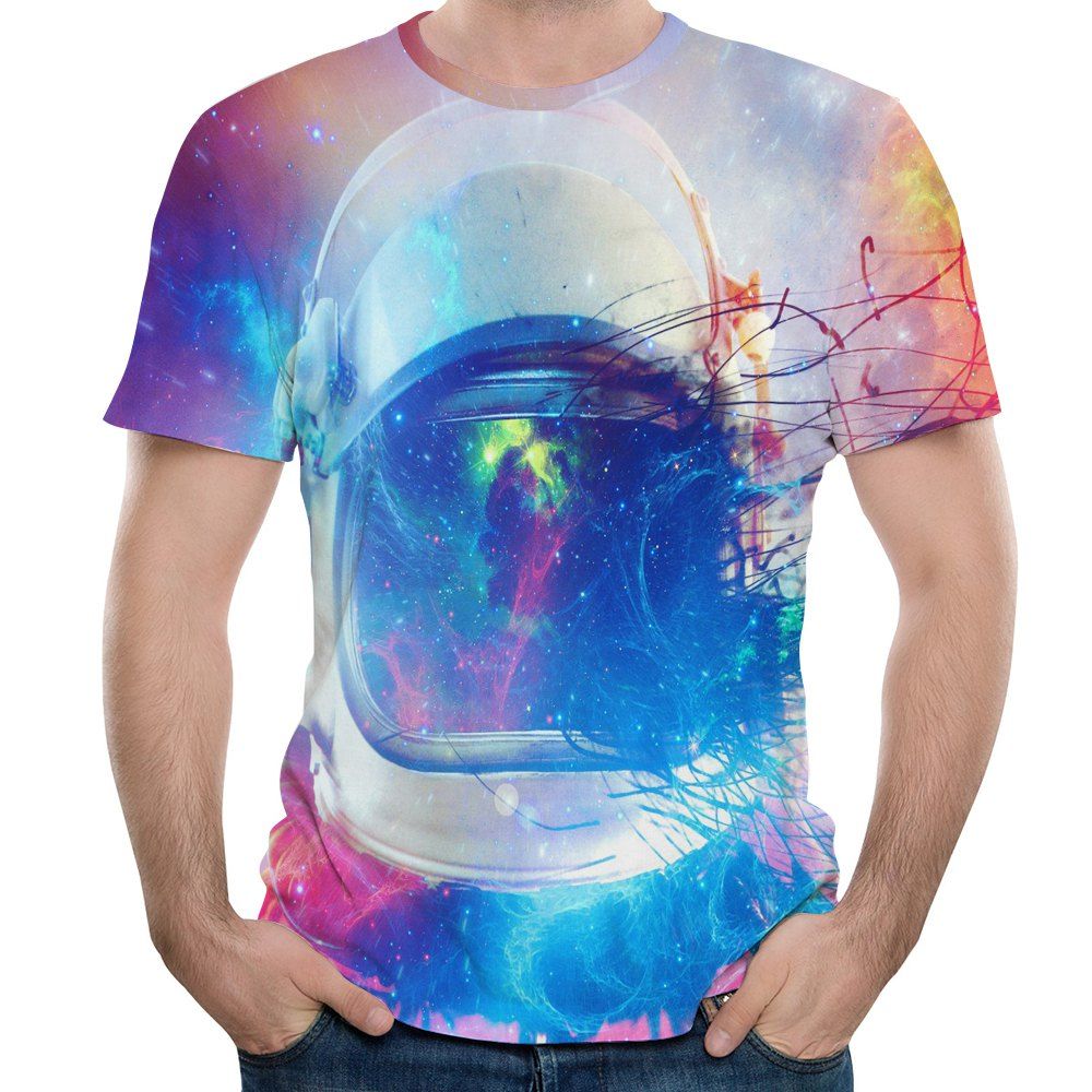 

2018 Summer T-Shirt Men's New 3D Printed Short-Sleeve T-Shirt, Multi-c