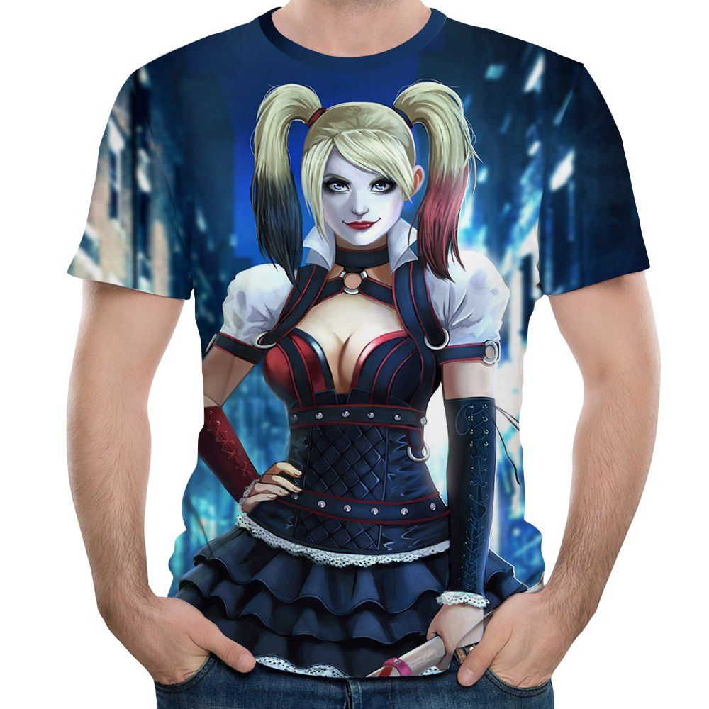 

2018 Summer Men'S New Fashion Cartoon 3D Printed Short-Sleeve T-Shirt, Multi-h