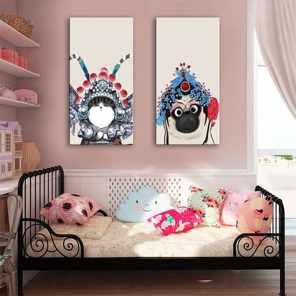 

Special Design Frameless Paintings Adorable Print 2PCS, Multi