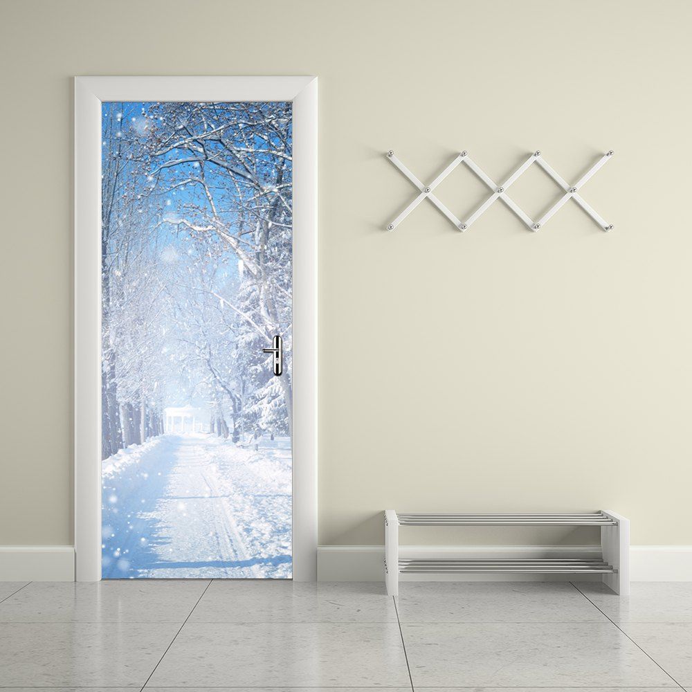 

3D Winter Snow Tree Scenery Door Sticker for Kids Room, Multi