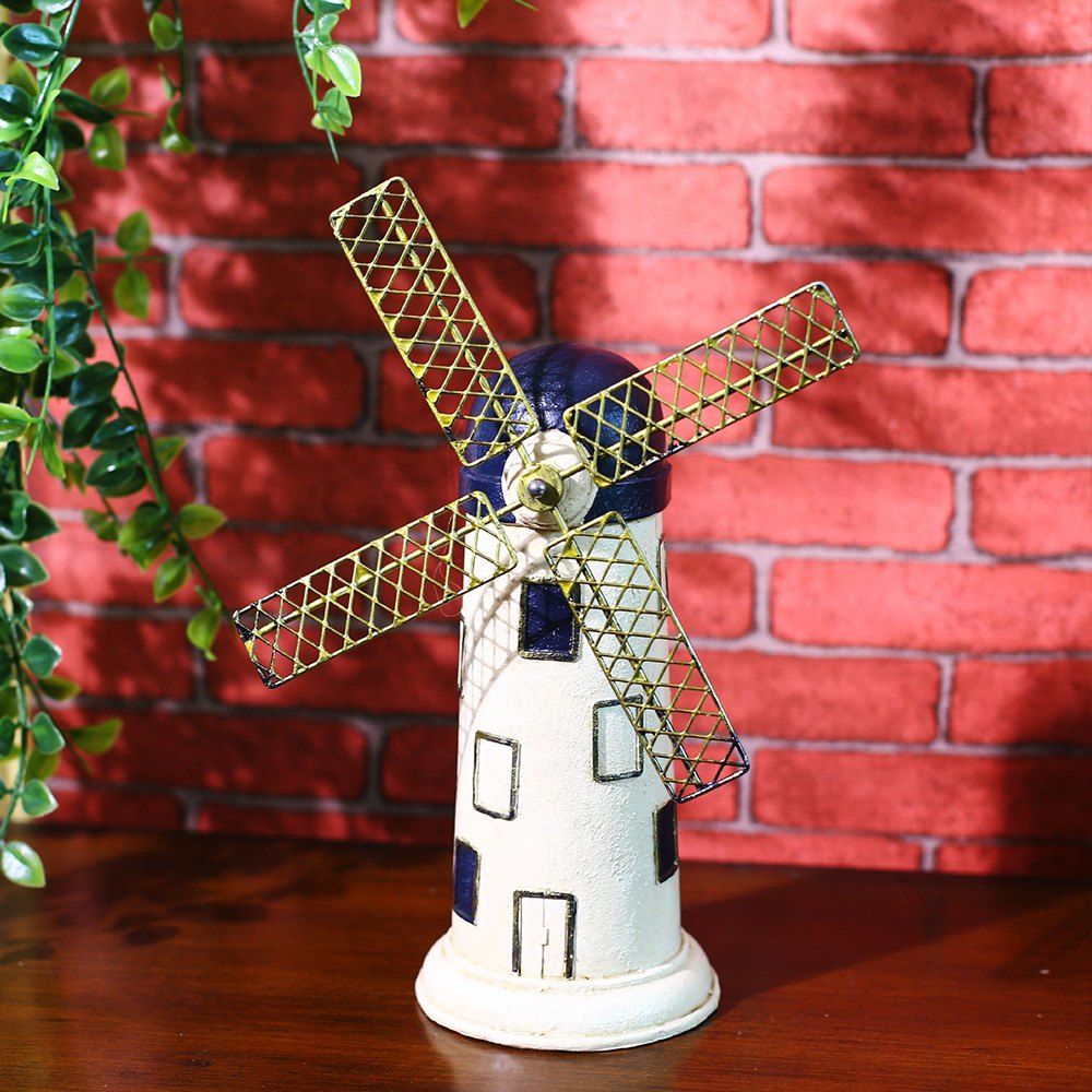 

WXQY-15 Vintage Dutch Windmill Resin Craft Decorative Piggy Bank, Beige