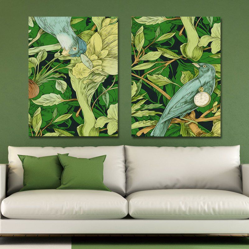 

MY43-XDZS - 250-251 2PCS Bird Plant Flowers Print Art, Multi