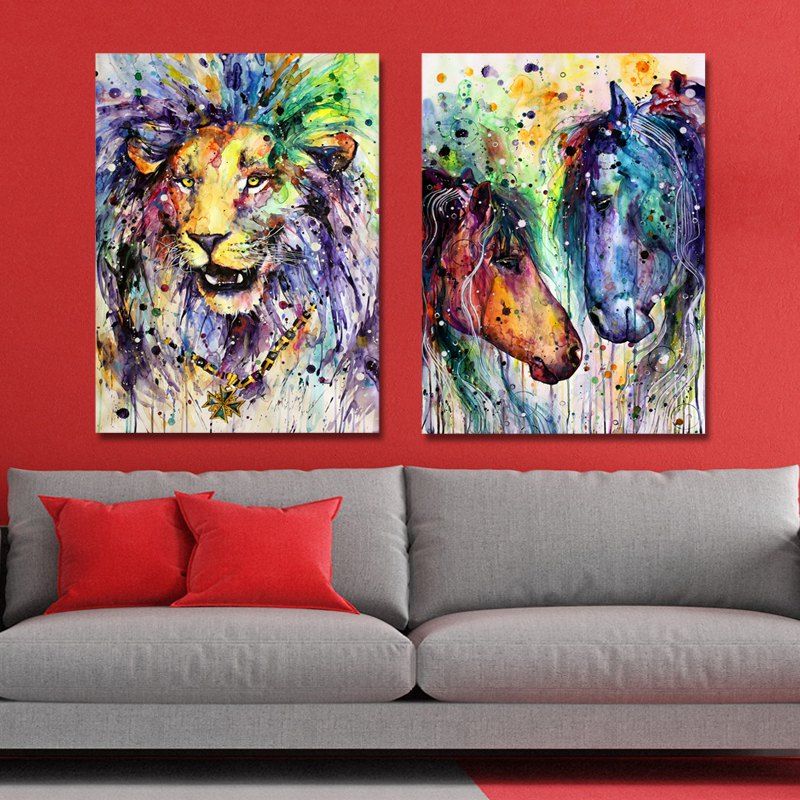 

MY43-XDZS - 285-263 2PCS Fashion Watercolor Animal Print Art, Multi