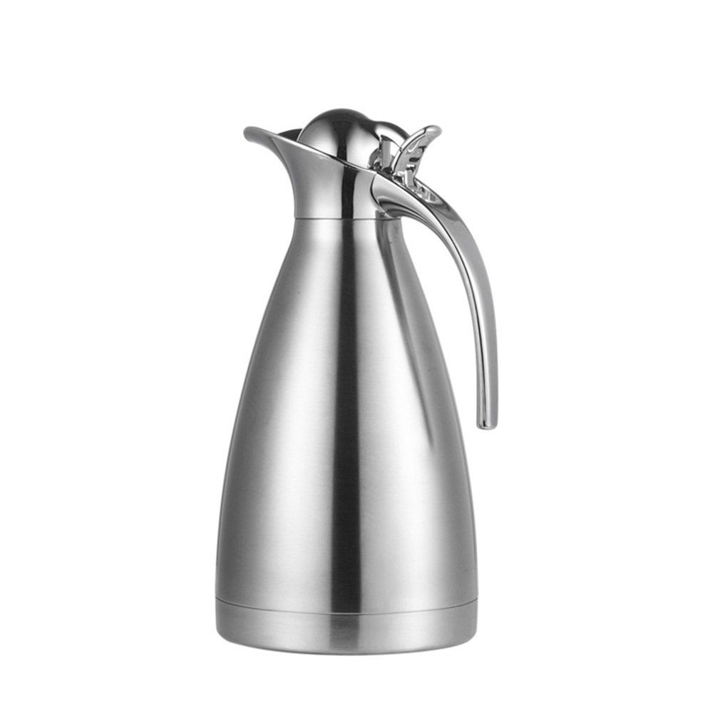 

2L Stainless Steel Coffee Cold Drink Kettle Household Water Pitcher Bottle 68 OZ, Silver