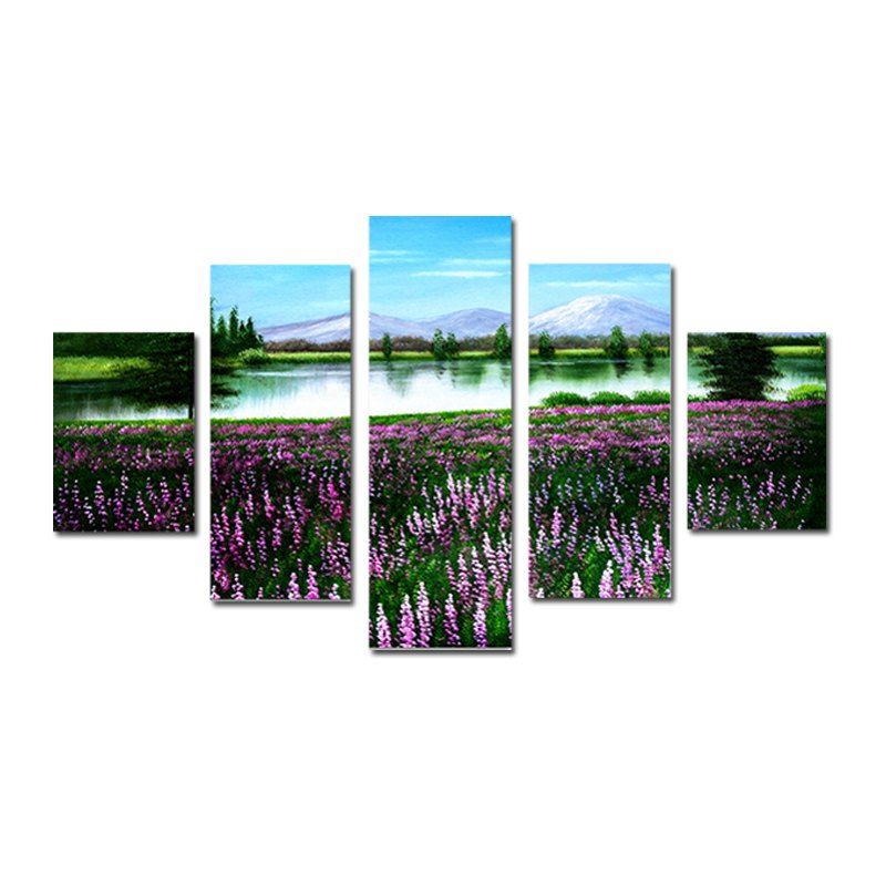 

QiaoJiaHuaYuan Modern Unframed Canvas Flower Landscape Painting 5PCS, Multi